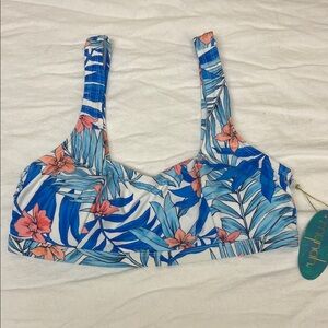 NWT Floral Blue and Pink Bikini Top Sz M
